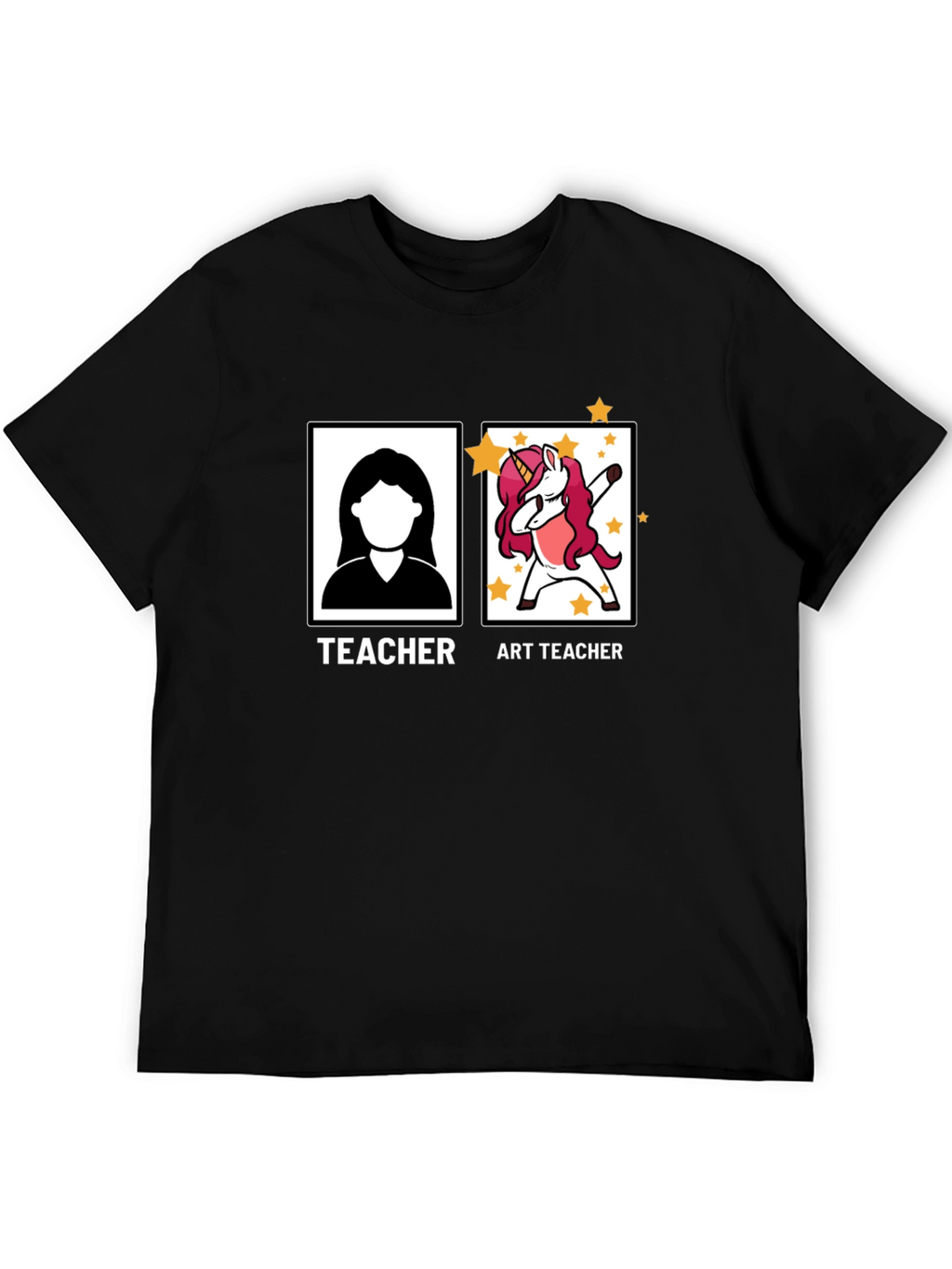 Art Teacher Unicorn Black T-Shirt