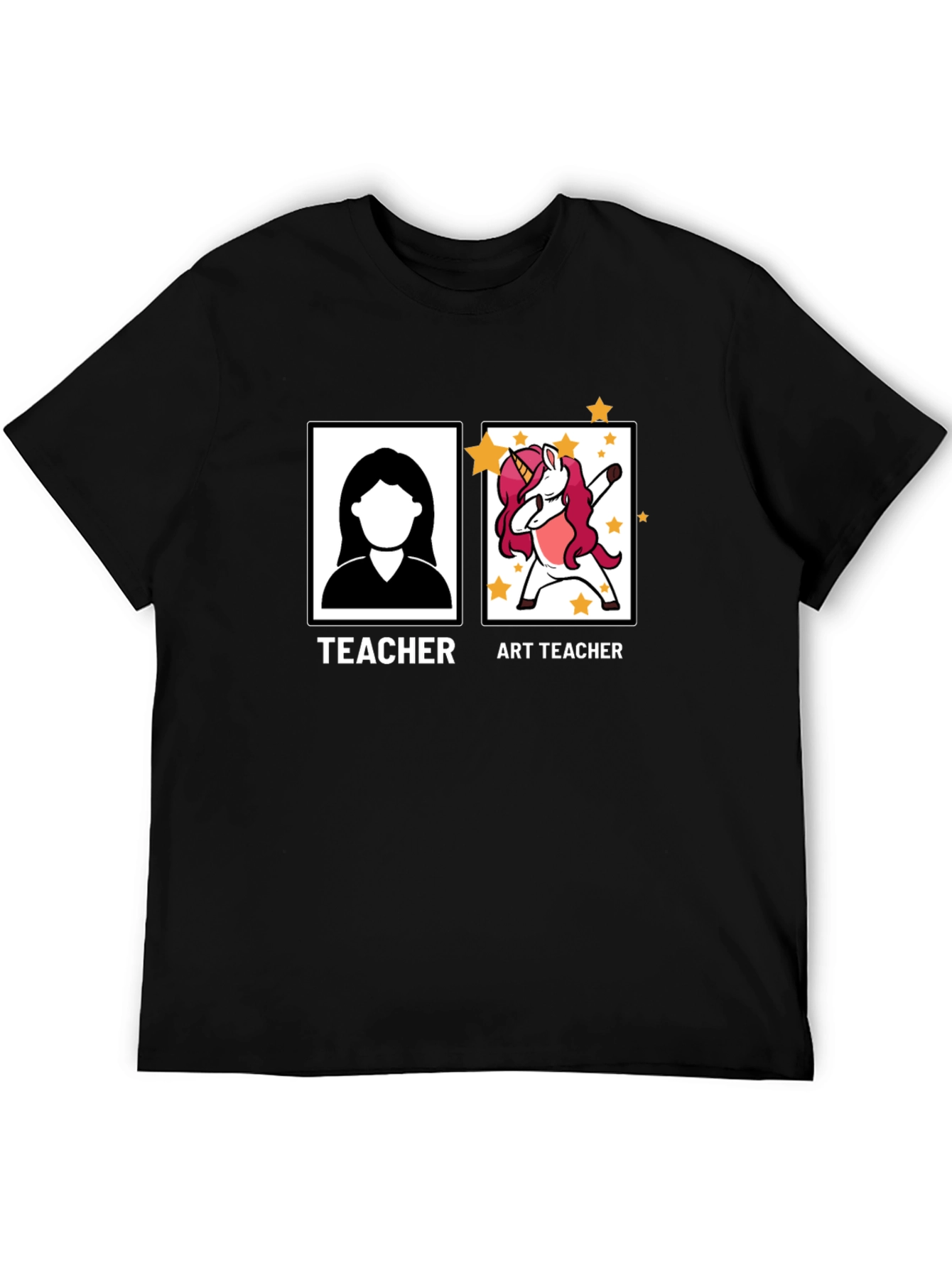 Art Teacher Unicorn Black T-Shirt