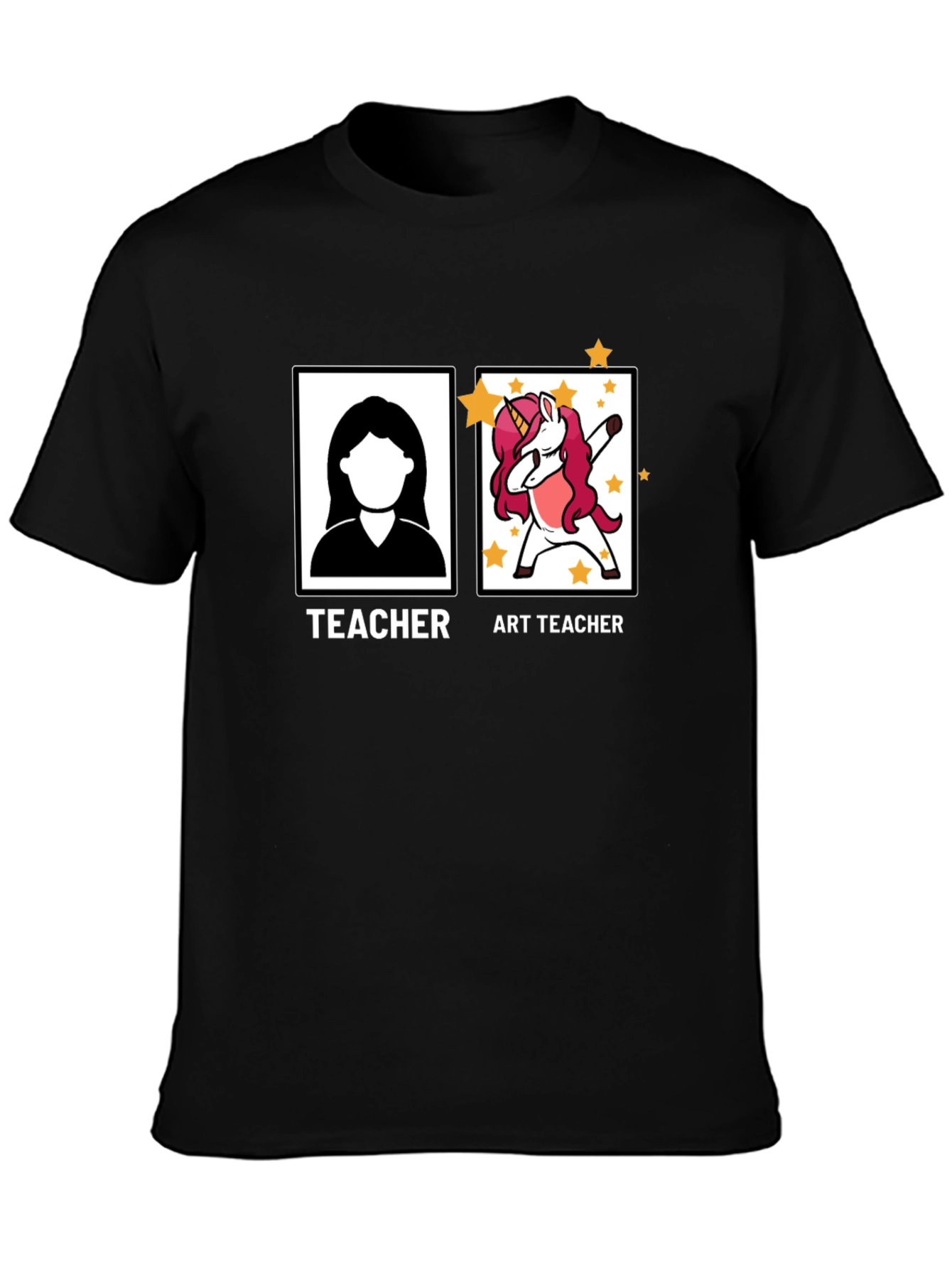 Art Teacher Unicorn Black T-Shirt