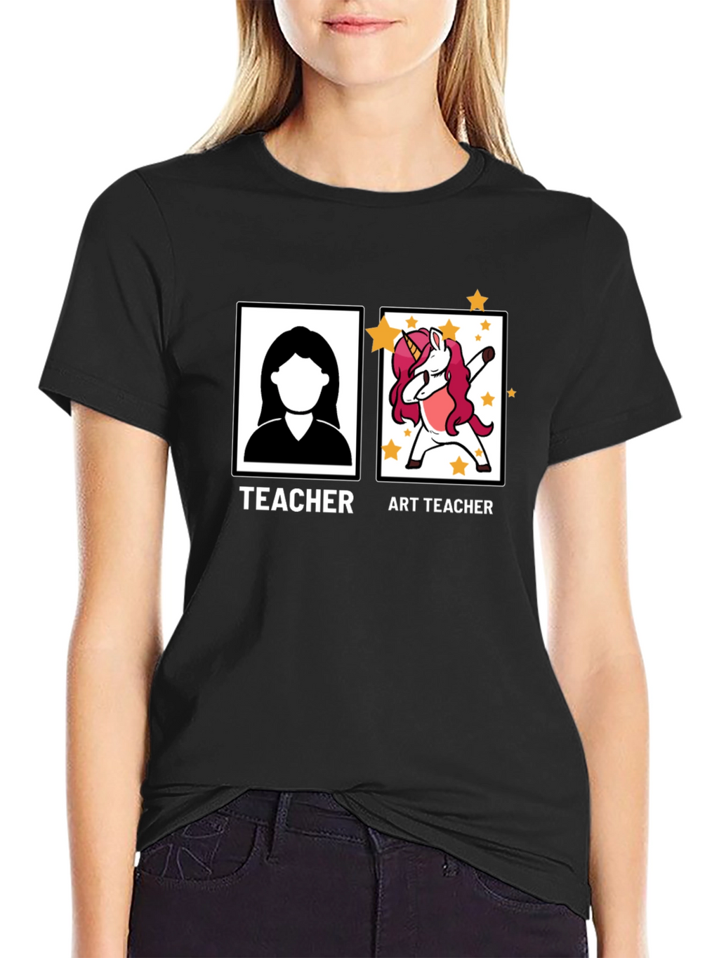 Art Teacher Unicorn Black T-Shirt