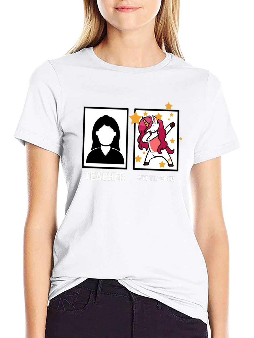 Art Teacher Unicorn Black T-Shirt