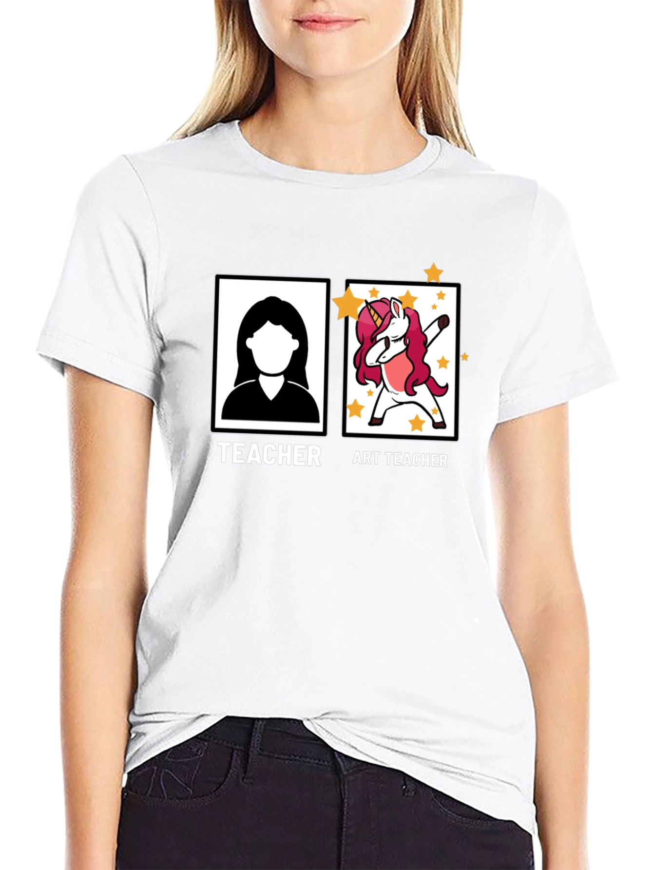 Art Teacher Unicorn Black T-Shirt