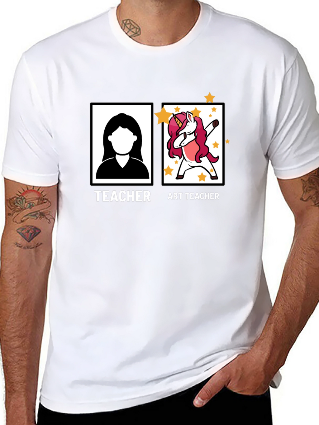 Art Teacher Unicorn Black T-Shirt