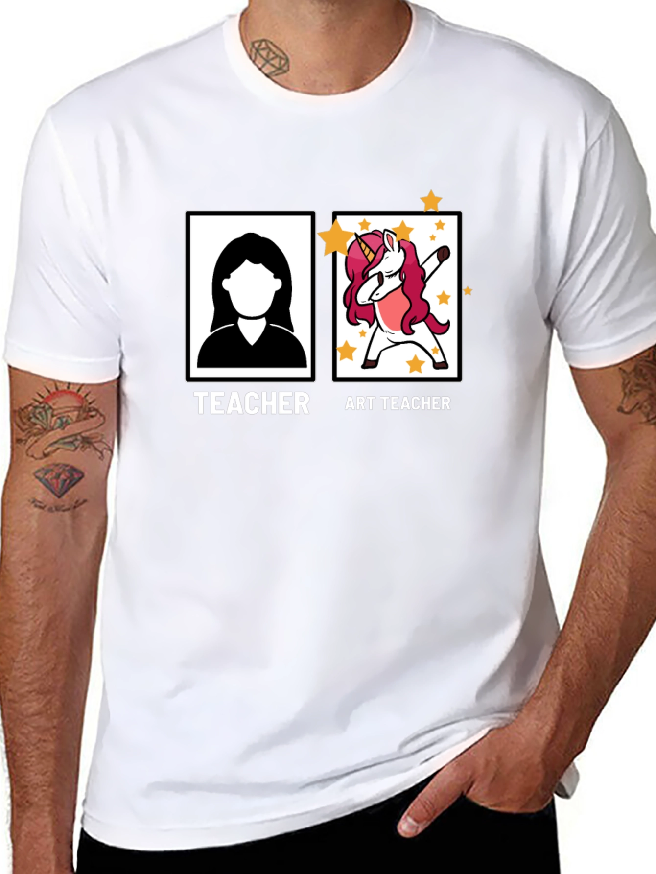 Art Teacher Unicorn Black T-Shirt