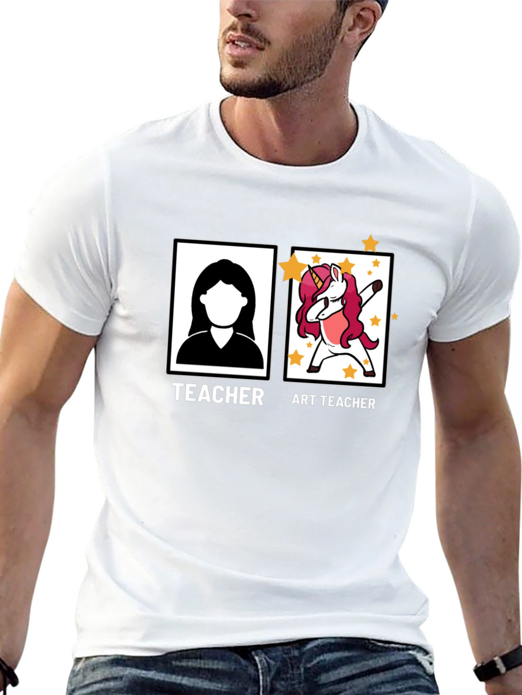 Art Teacher Unicorn Black T-Shirt