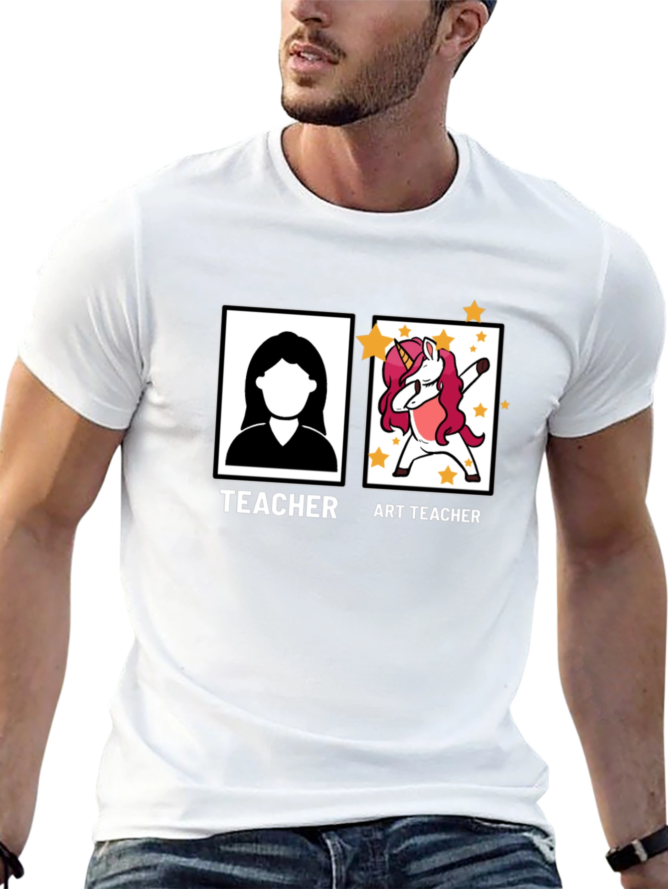 Art Teacher Unicorn Black T-Shirt