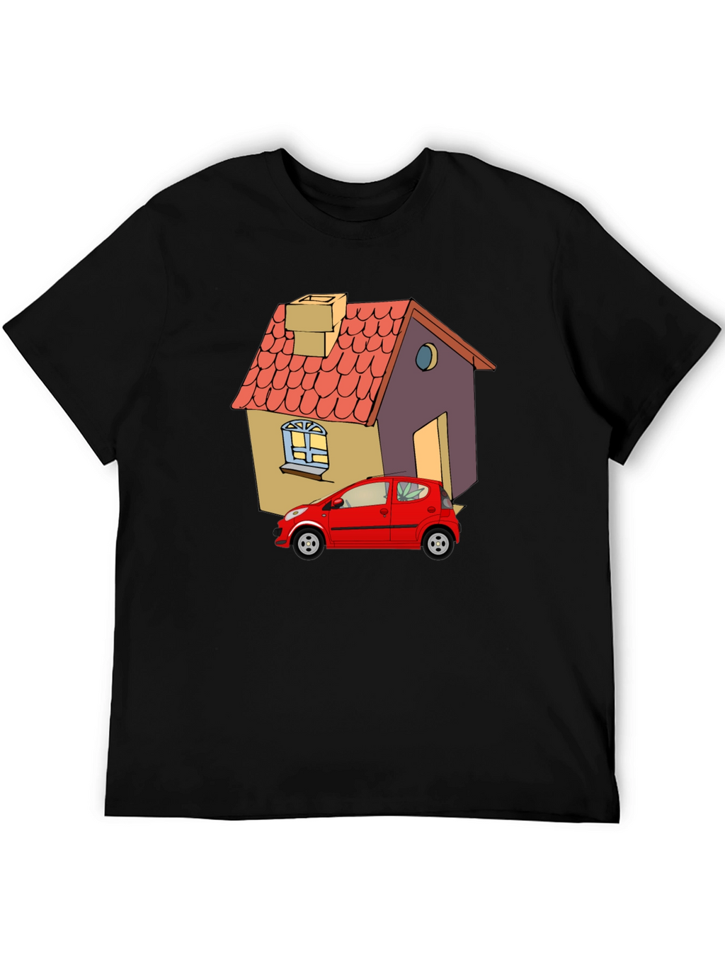 Cartoon House & Car Graphic Tee