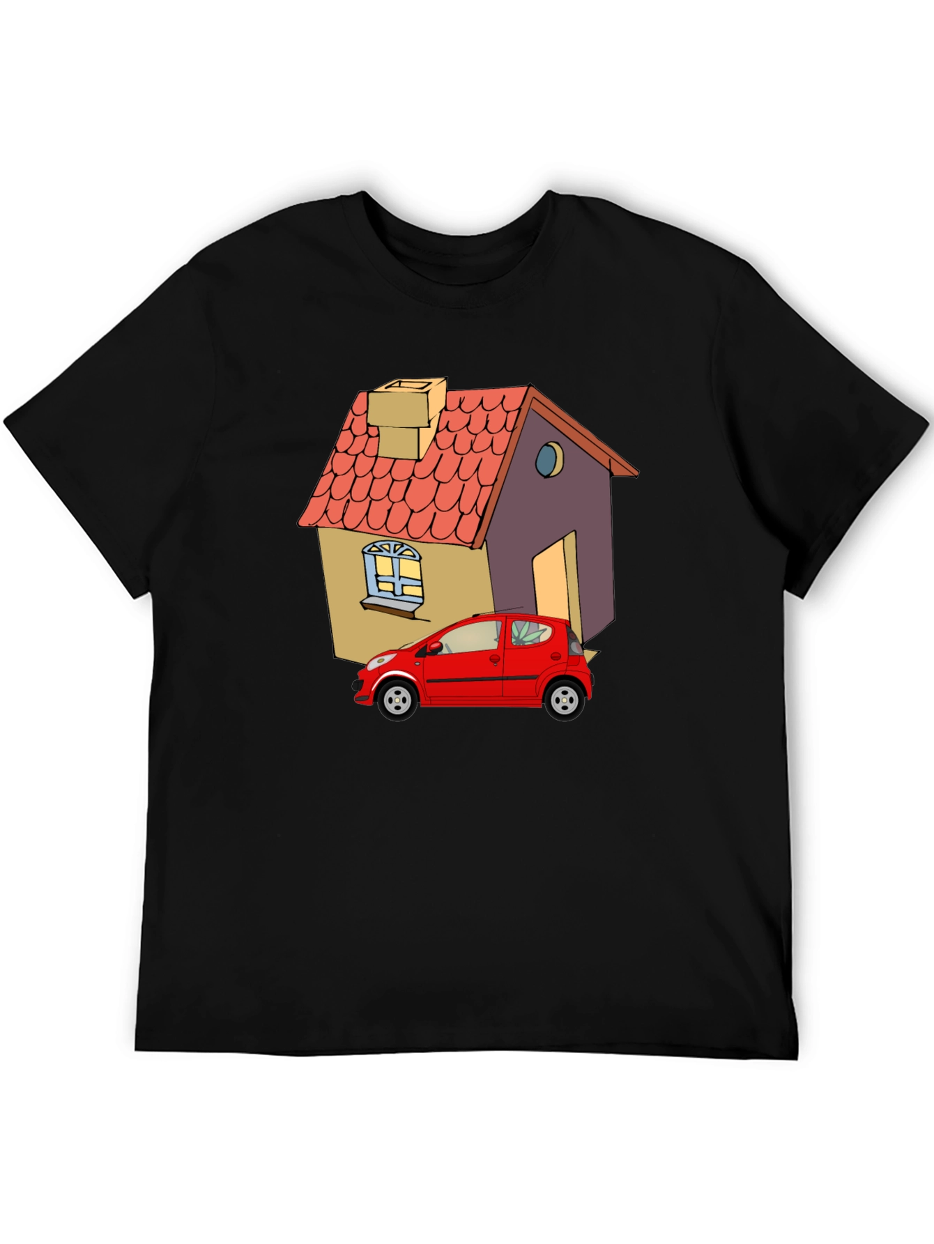 Cartoon House & Car Graphic Tee