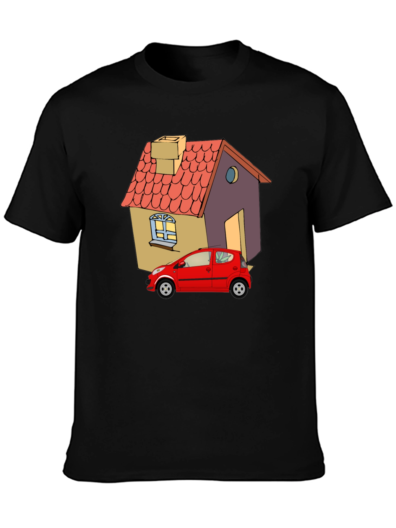 Cartoon House & Car Graphic Tee