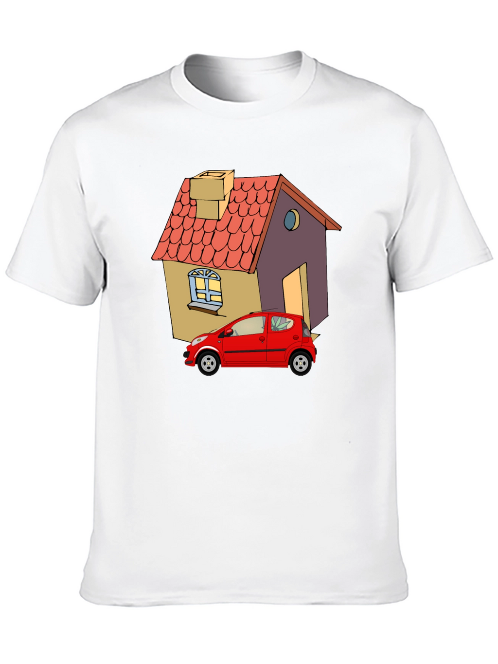 Cartoon House & Car Graphic Tee