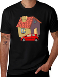 Cartoon House & Car Graphic Tee