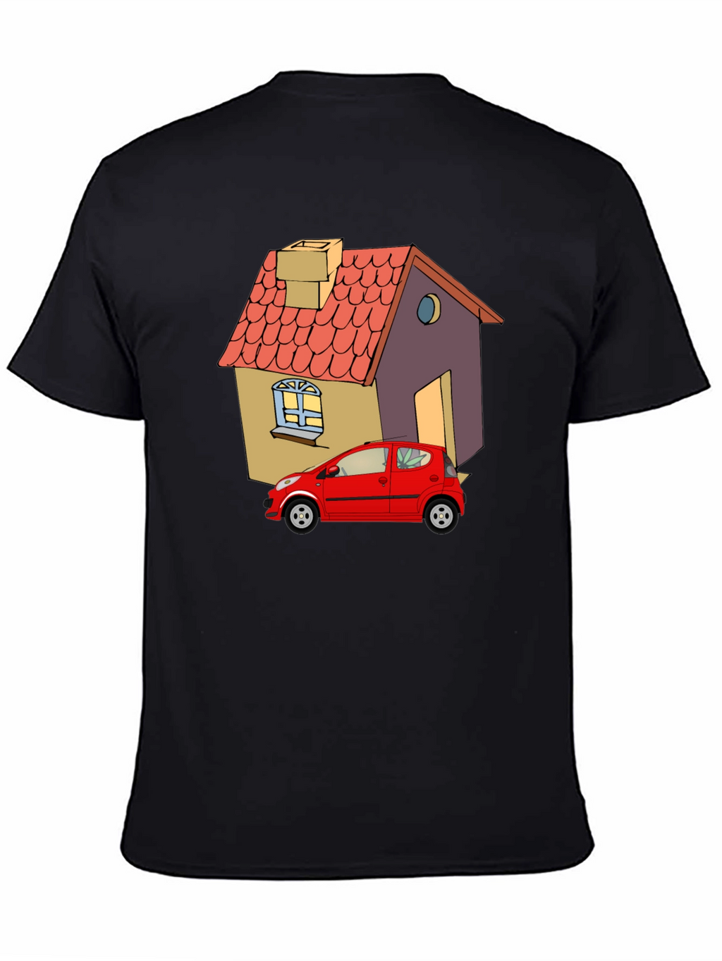 Cartoon House & Car Graphic Tee