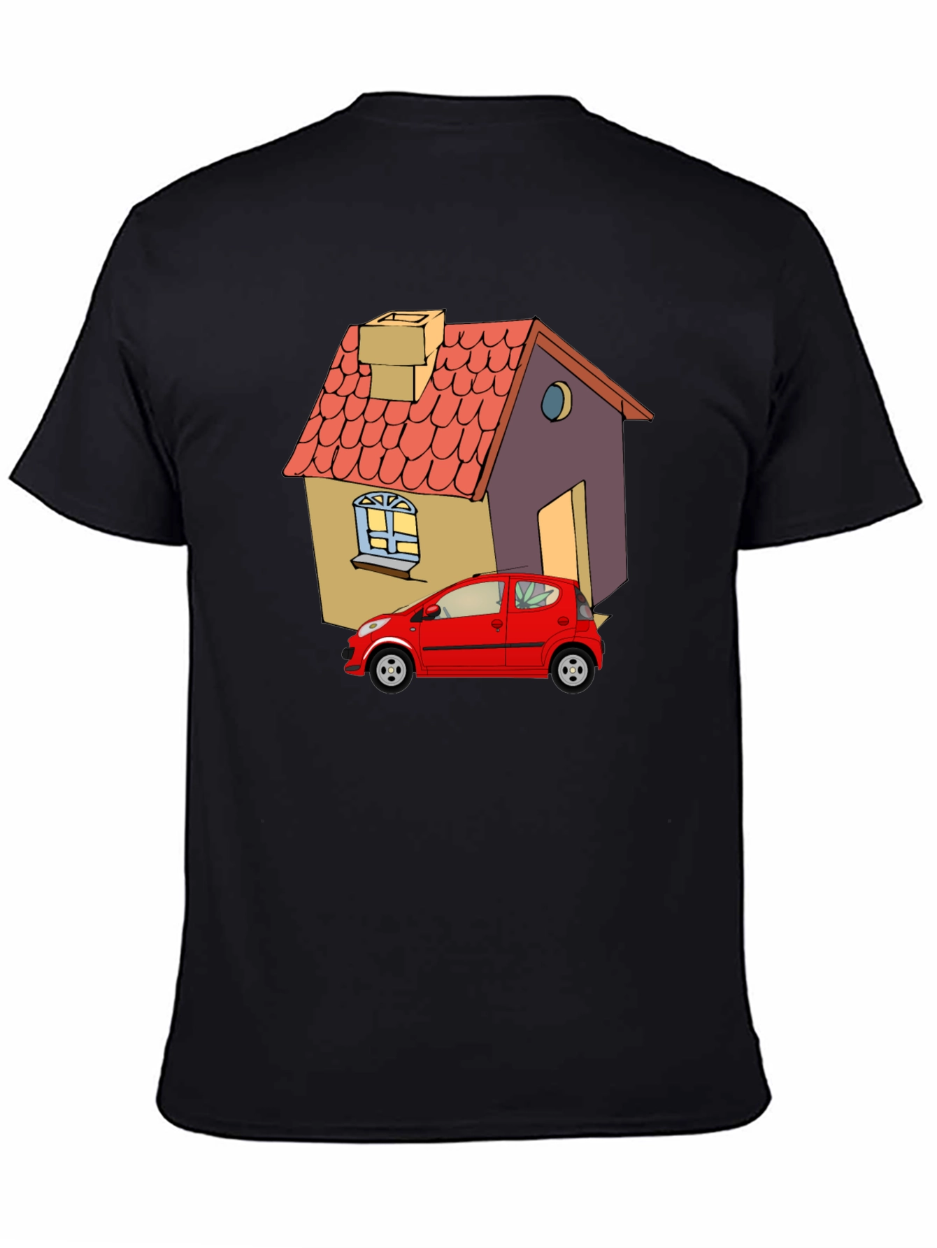 Cartoon House & Car Graphic Tee