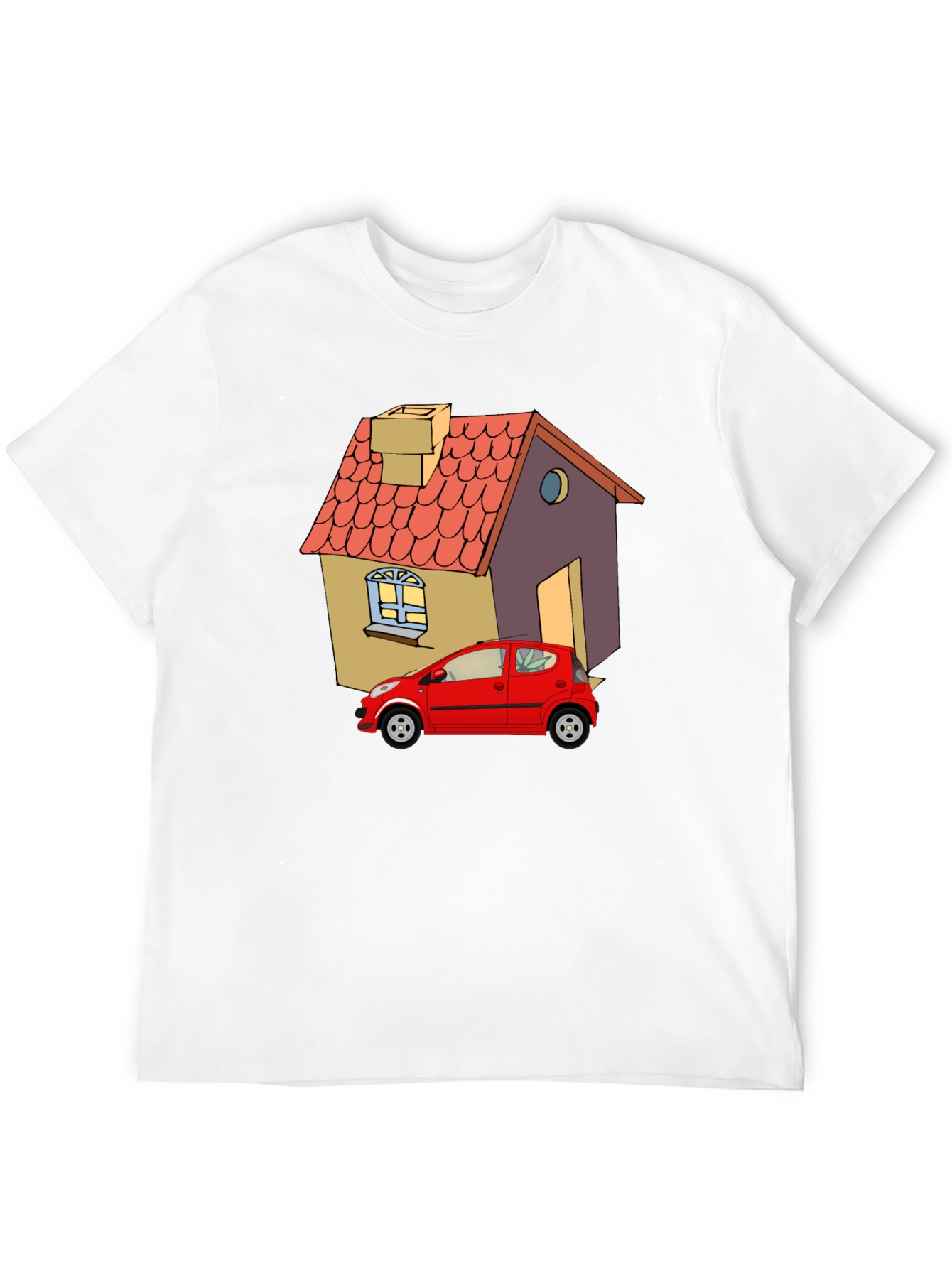 Cartoon House & Car Graphic Tee