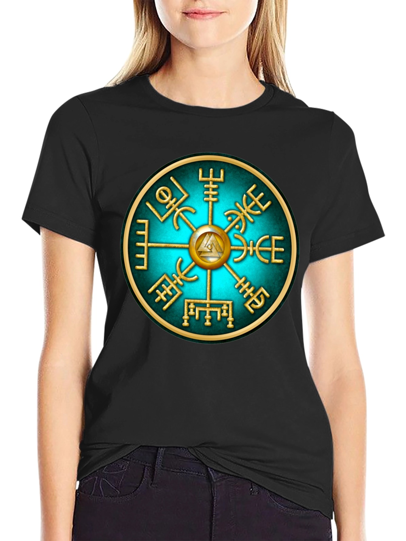 Viking Helm of Awe Graphic Tee - Black Cotton Blend
