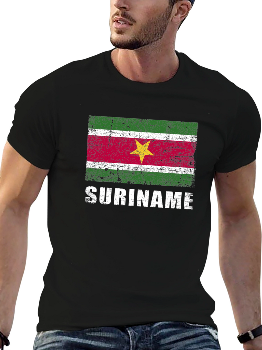 Suriname Flag T-Shirt - Distressed Design