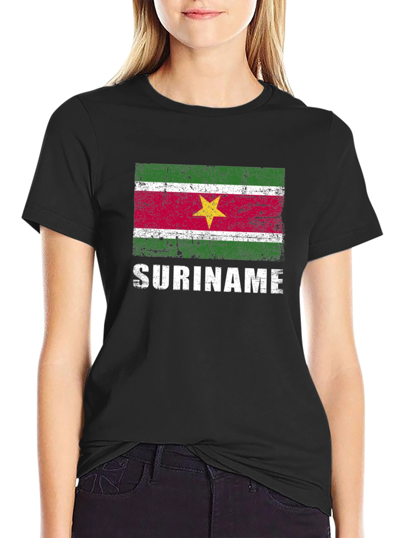 Suriname Flag T-Shirt - Distressed Design
