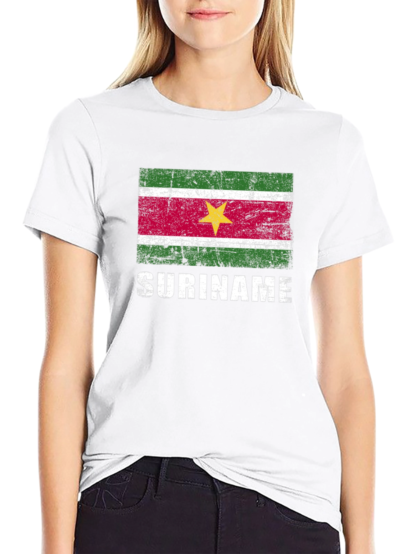 Suriname Flag T-Shirt - Distressed Design