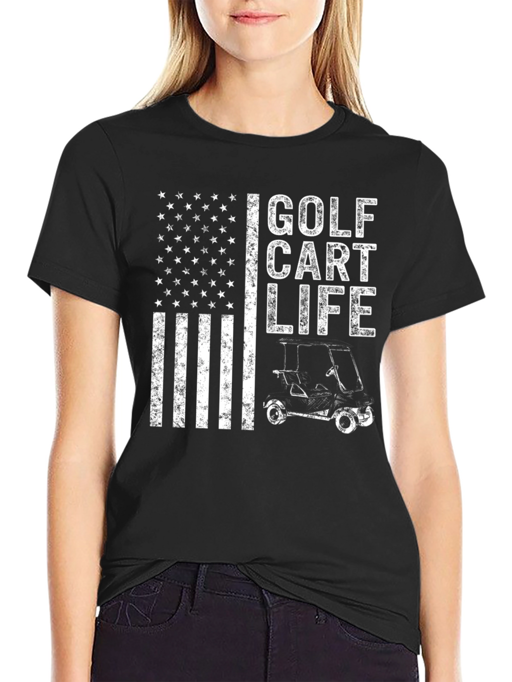 Golf Cart Life USA Flag Graphic Tee