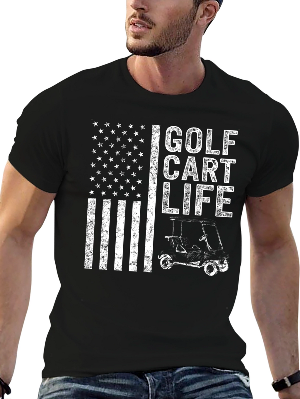 Golf Cart Life USA Flag Graphic Tee