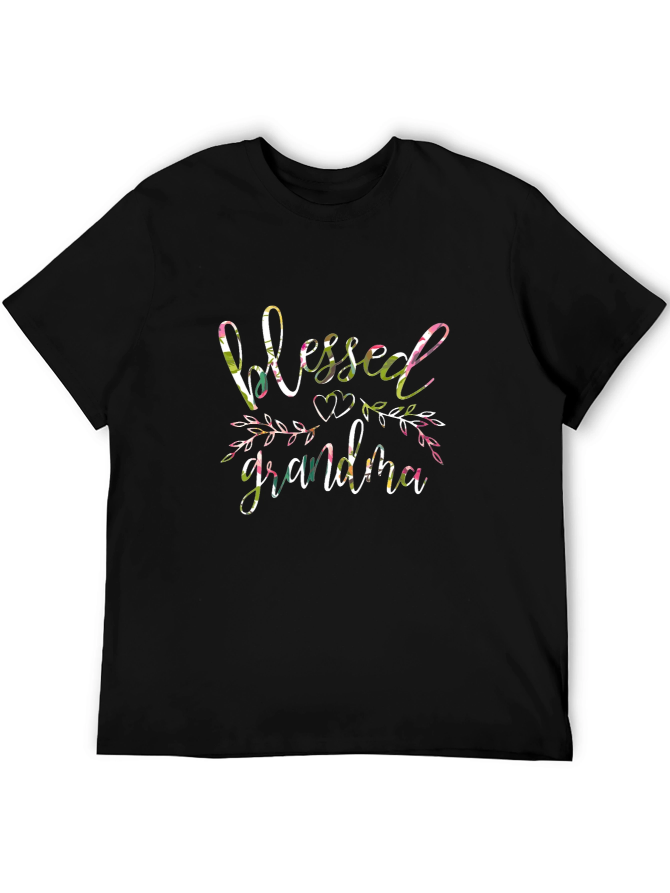 Blessed Grandma Floral Graphic Tee - Black Unisex T-Shirt