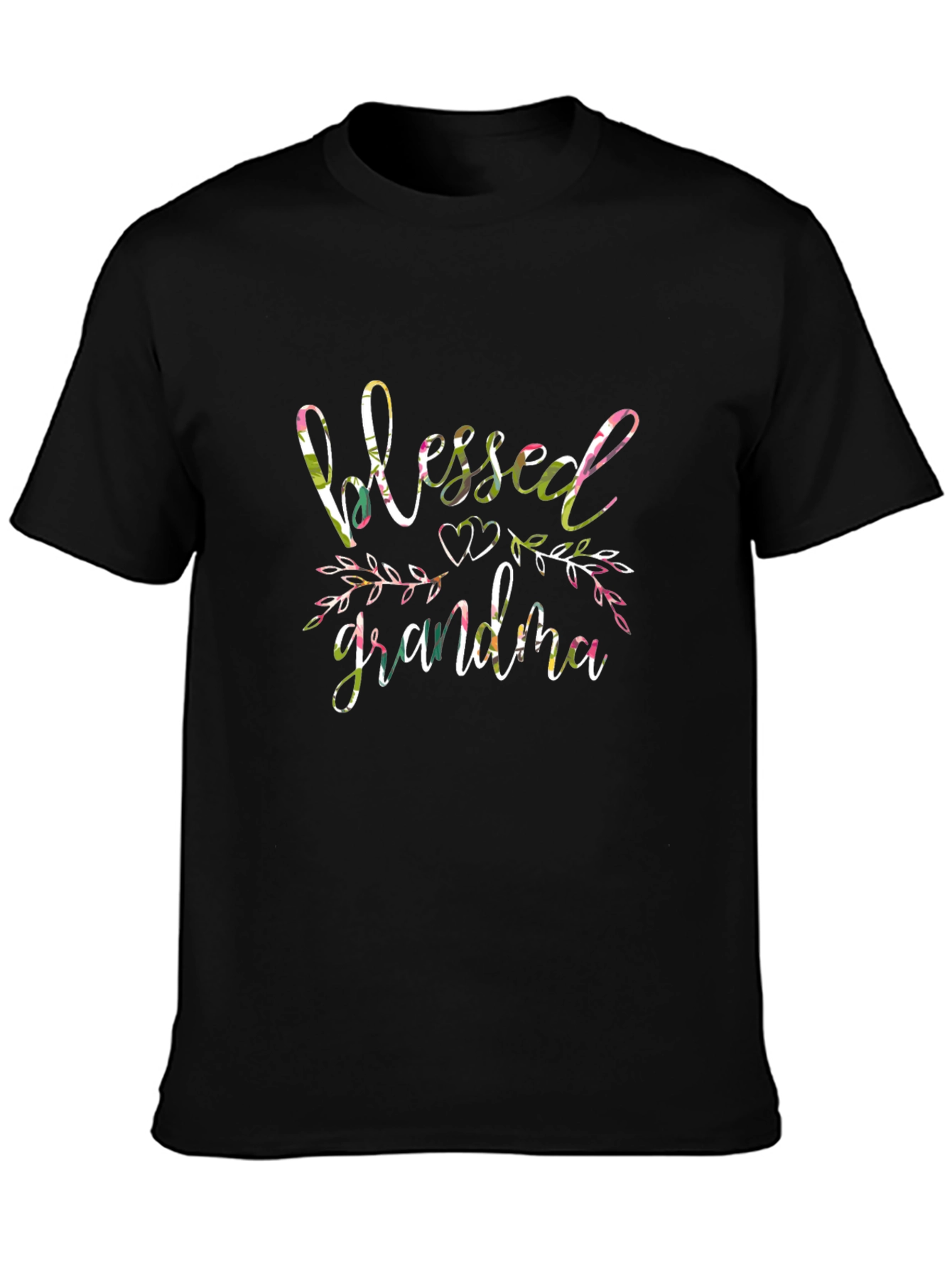Blessed Grandma Floral Graphic Tee - Black Unisex T-Shirt