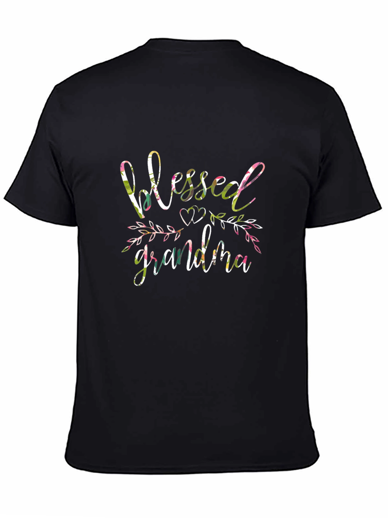 Blessed Grandma Floral Graphic Tee - Black Unisex T-Shirt