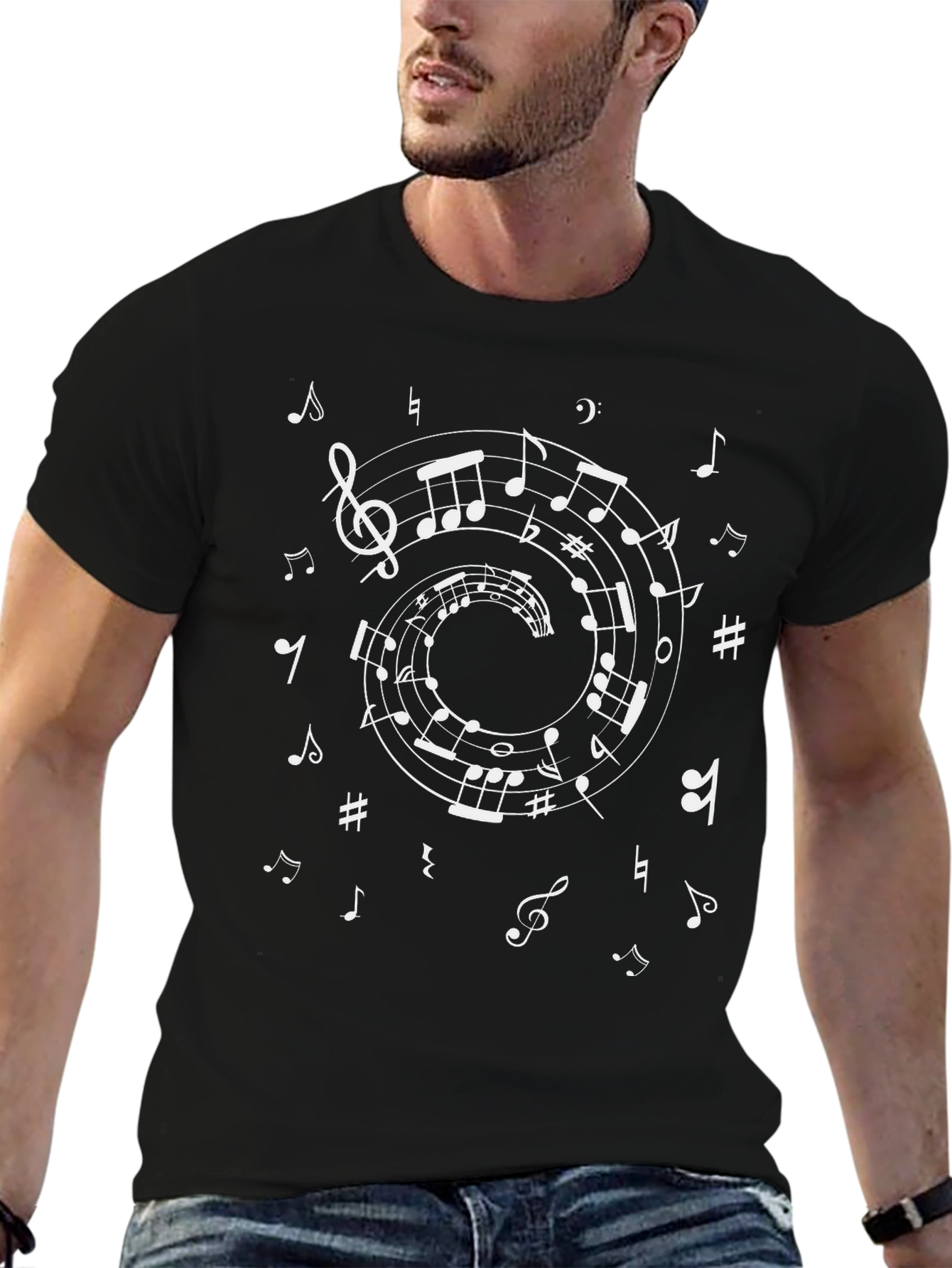Musical Note Spiral T-Shirt - Music Lovers Tee