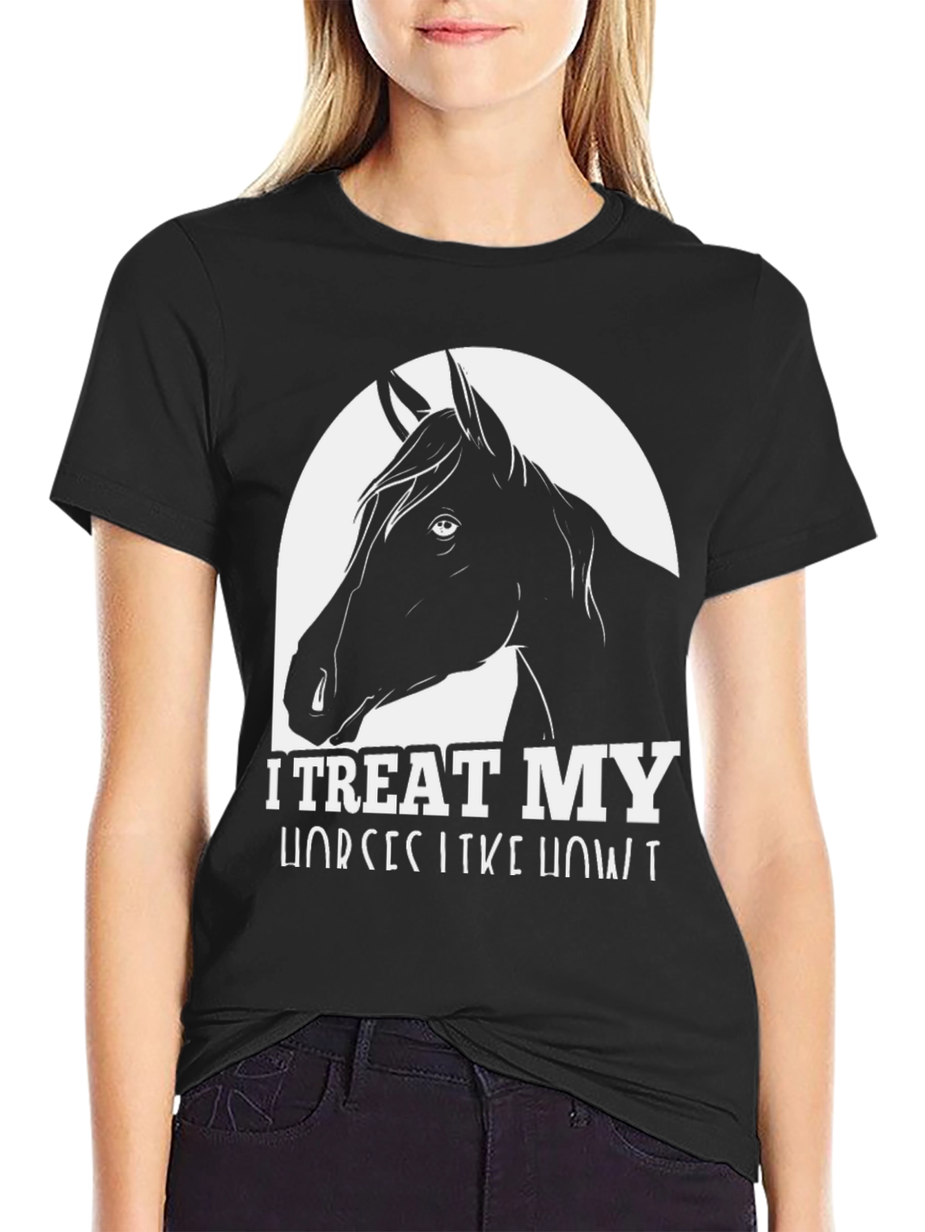 I Treat My Horses Like Royalty Black Graphic Tee