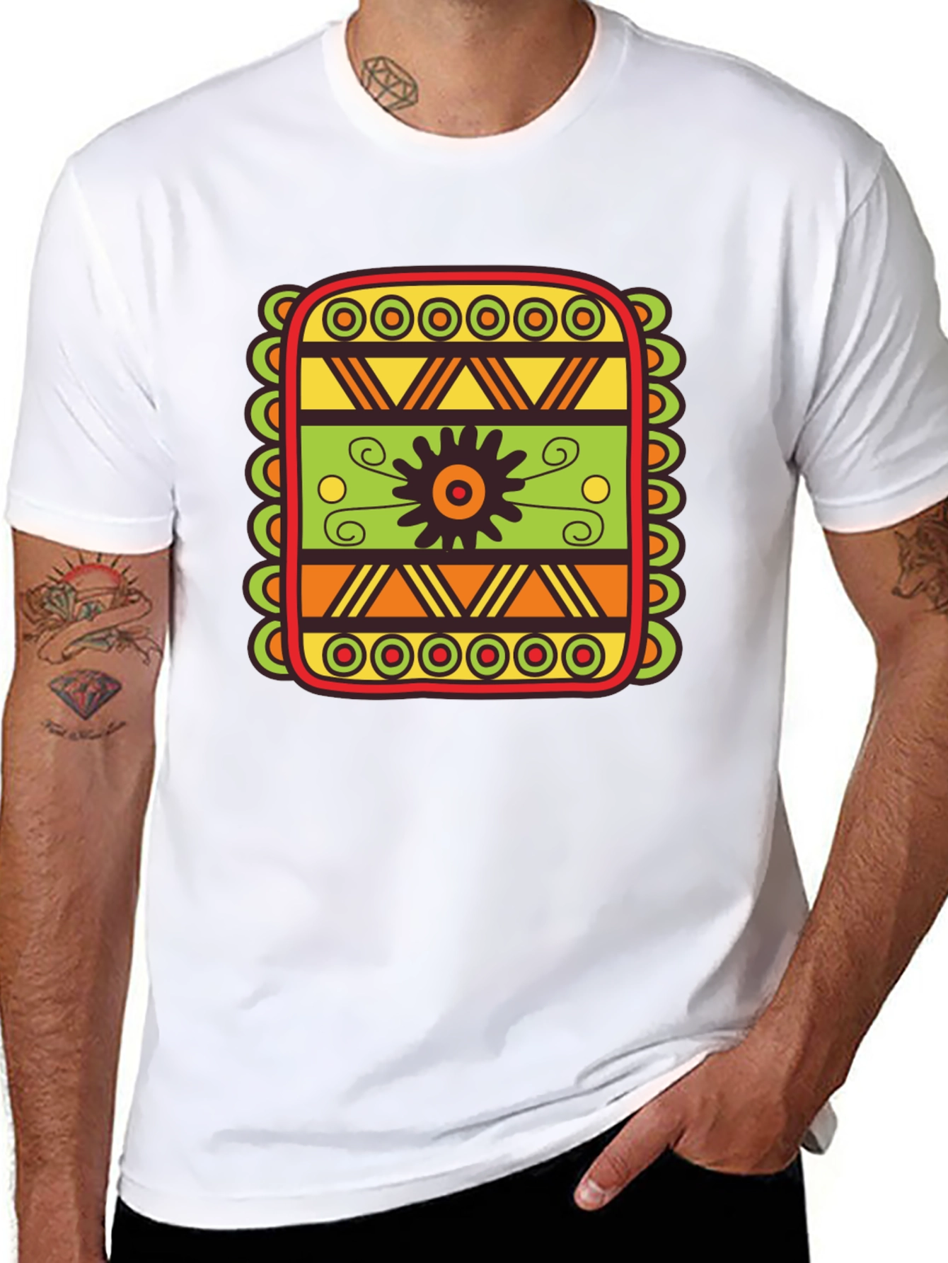 Tribal Pattern Graphic Black T-Shirt