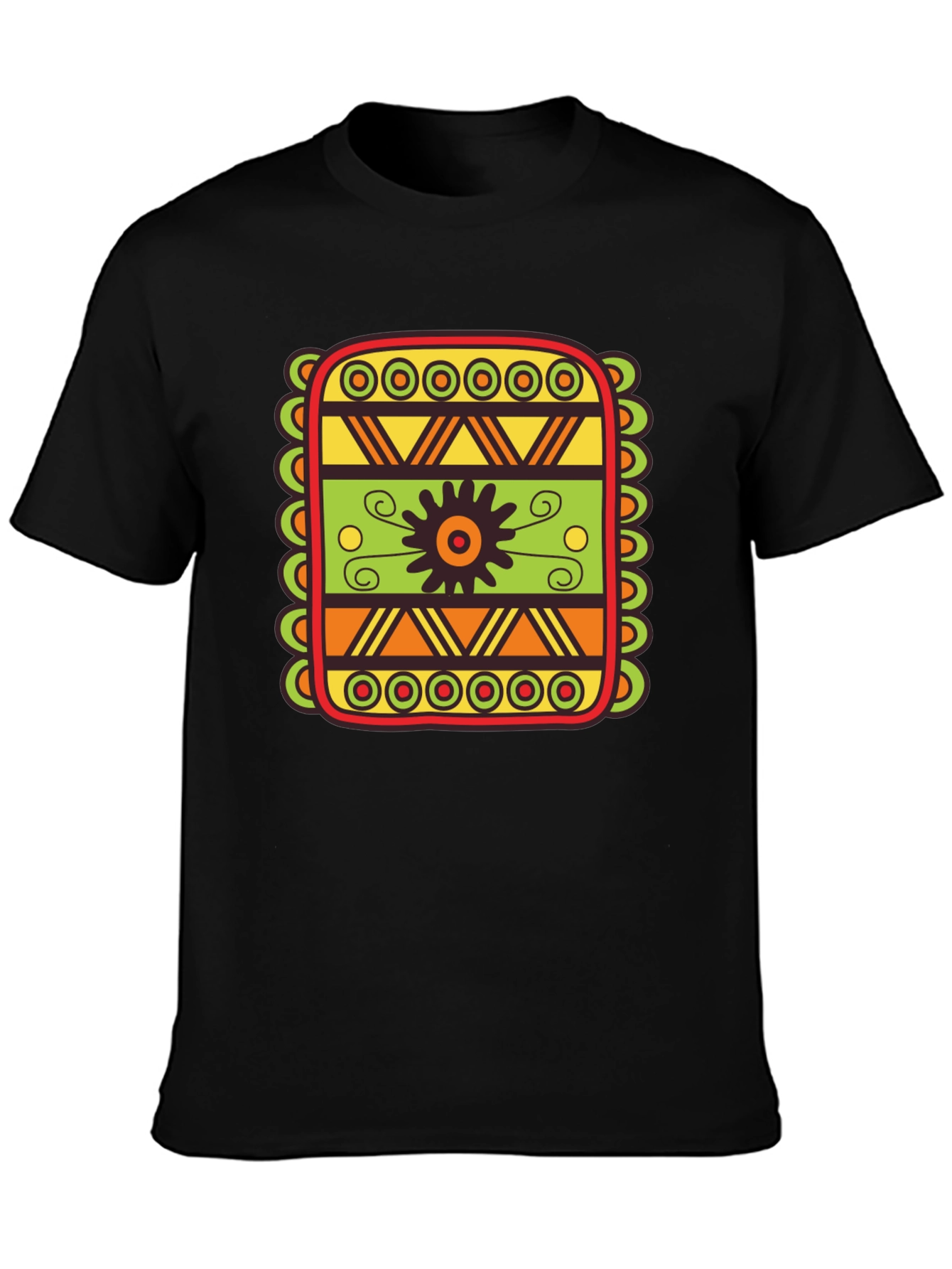 Tribal Pattern Graphic Black T-Shirt
