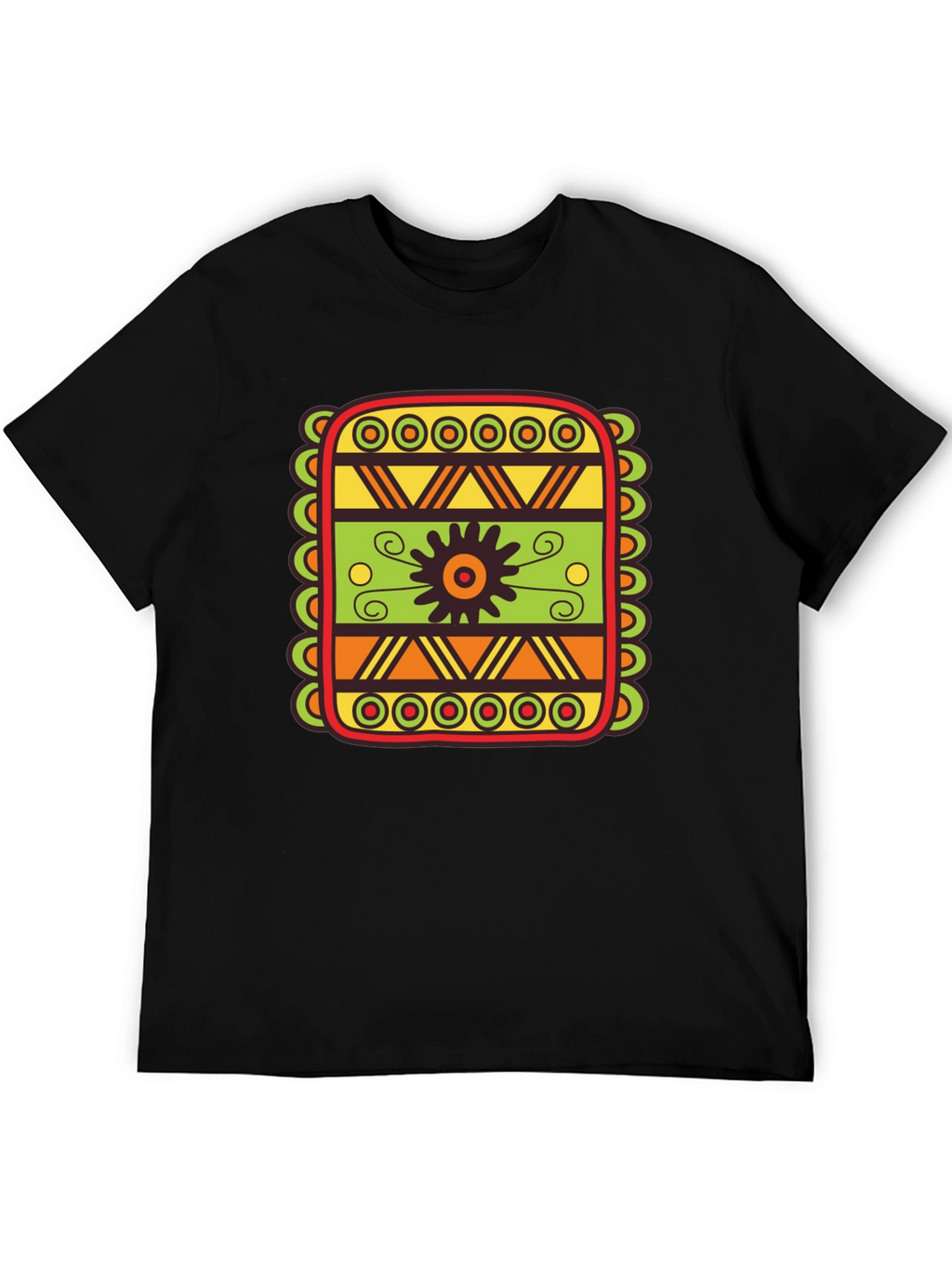 Tribal Pattern Graphic Black T-Shirt