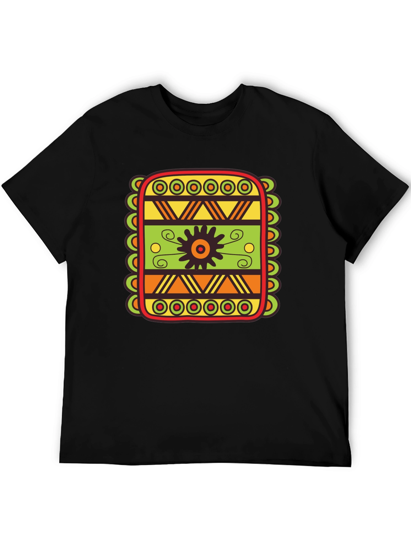 Tribal Pattern Graphic Black T-Shirt