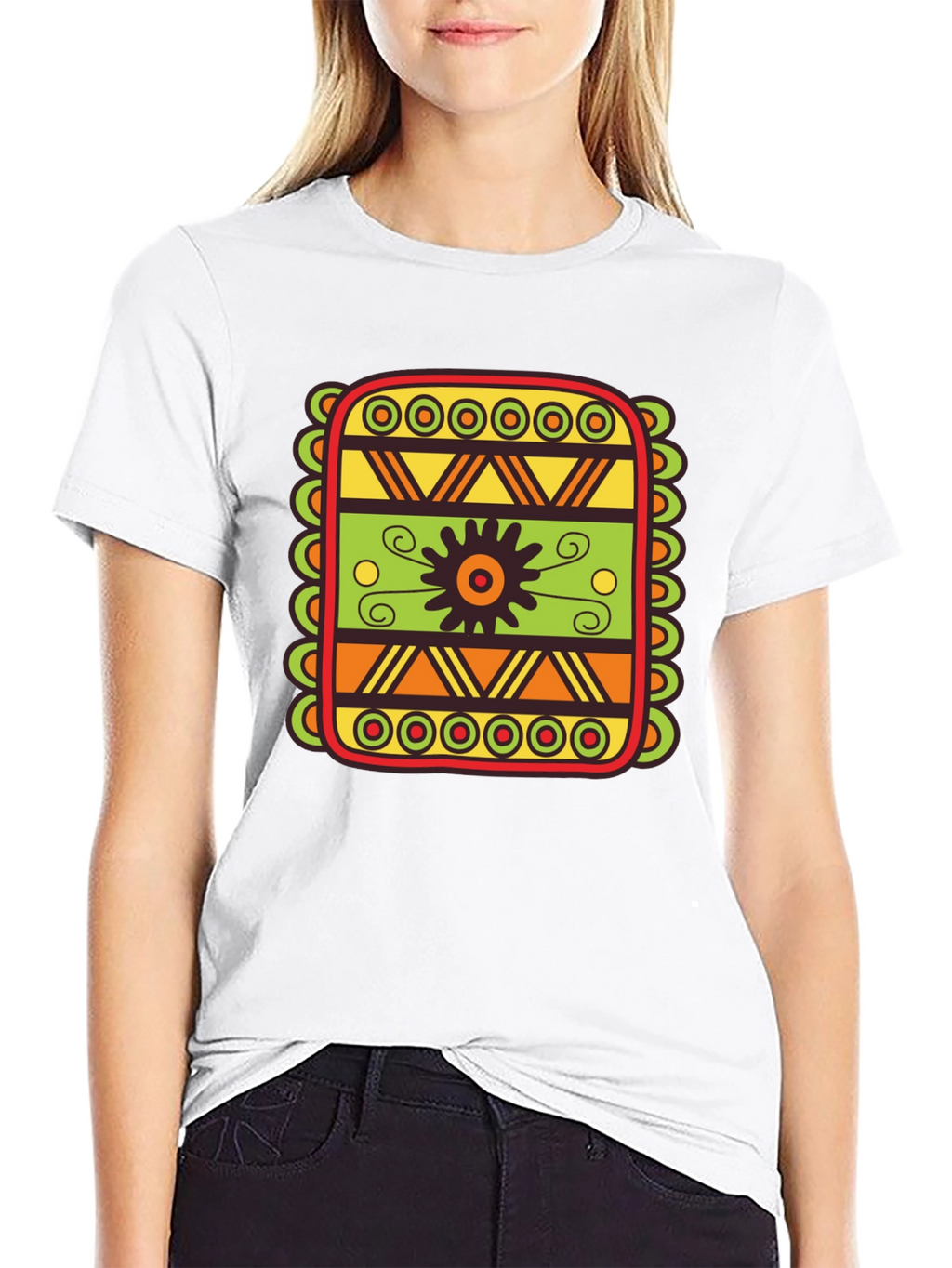 Tribal Pattern Graphic Black T-Shirt