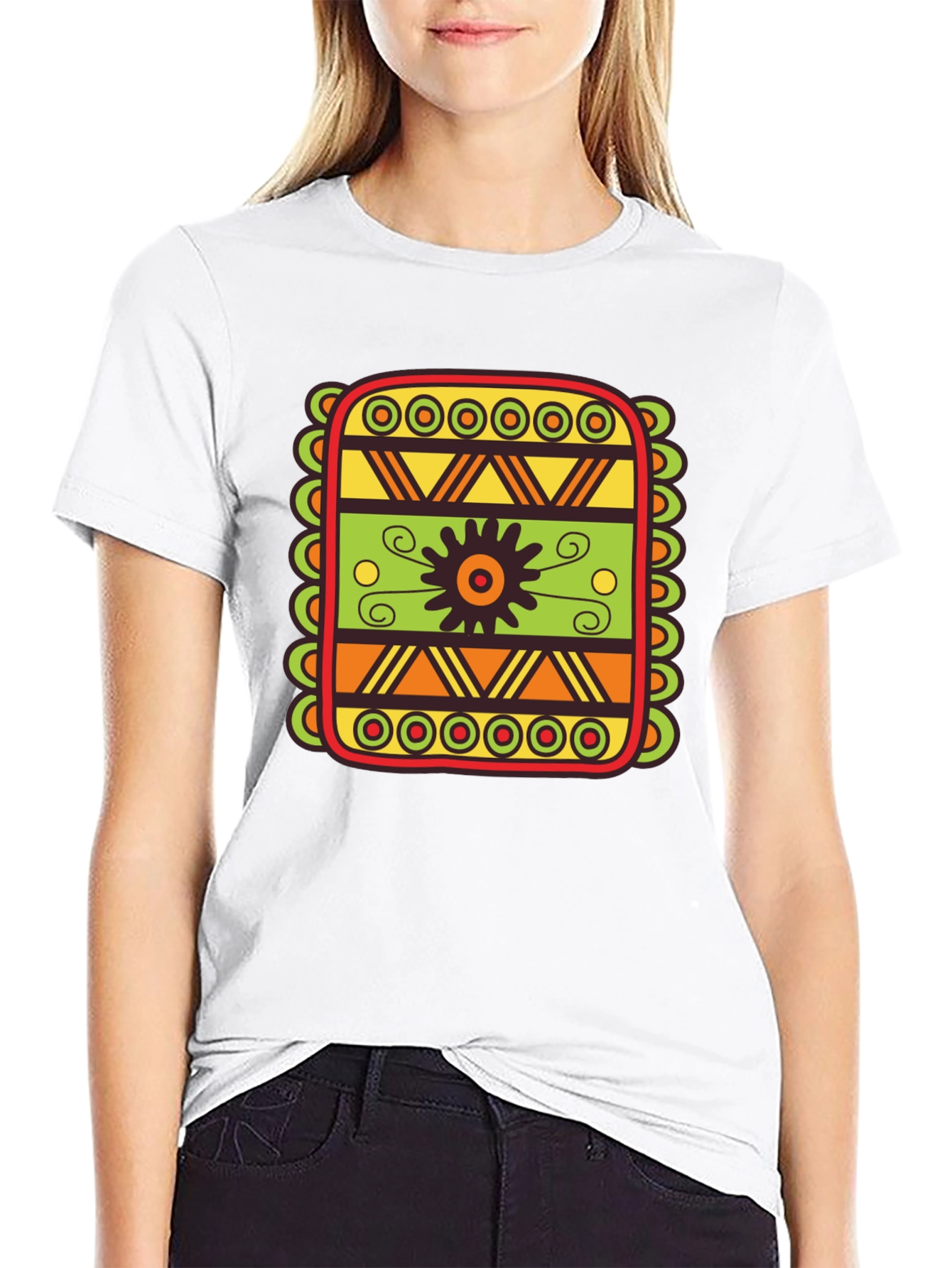 Tribal Pattern Graphic Black T-Shirt