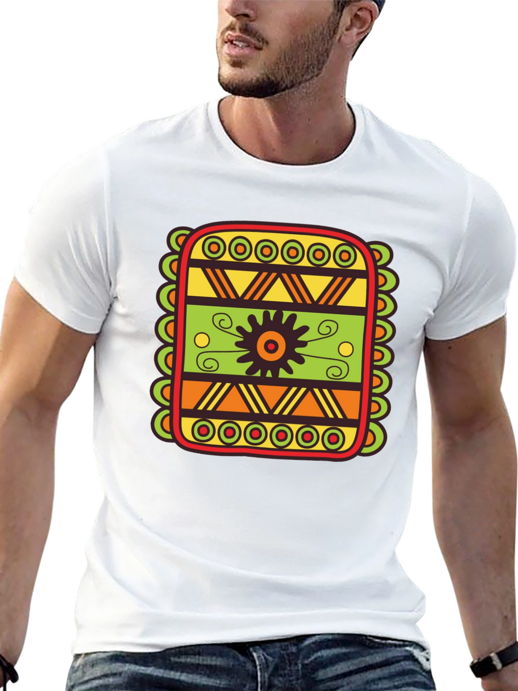 Tribal Pattern Graphic Black T-Shirt