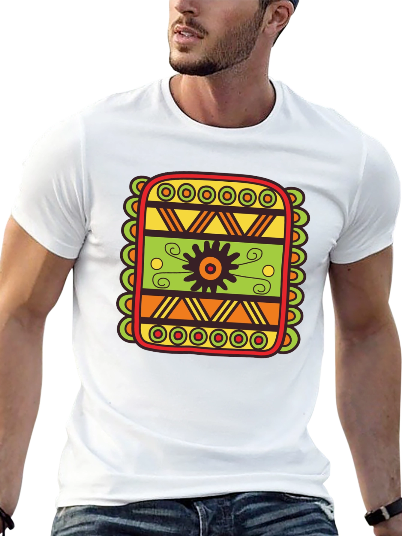Tribal Pattern Graphic Black T-Shirt