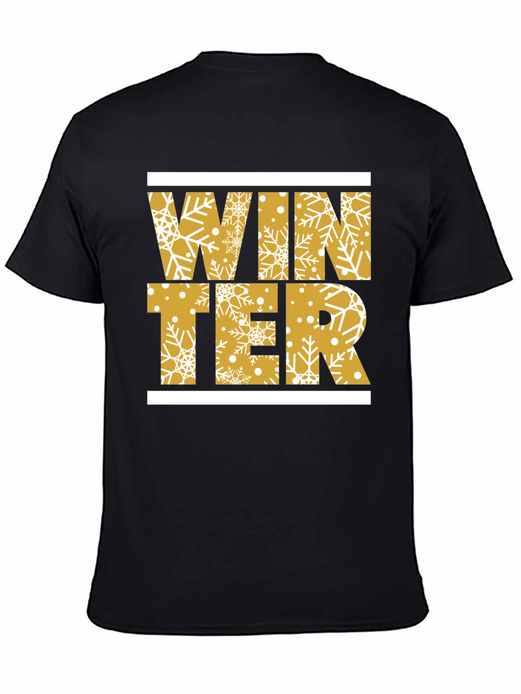 Winter Snowflake Graphic Print Black T-Shirt