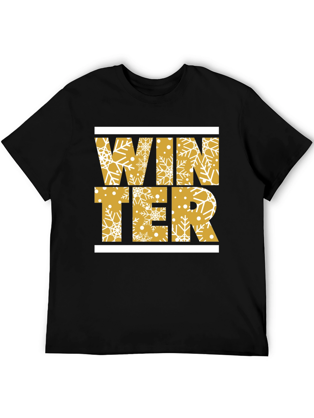 Winter Snowflake Graphic Print Black T-Shirt