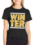 Winter Snowflake Graphic Print Black T-Shirt
