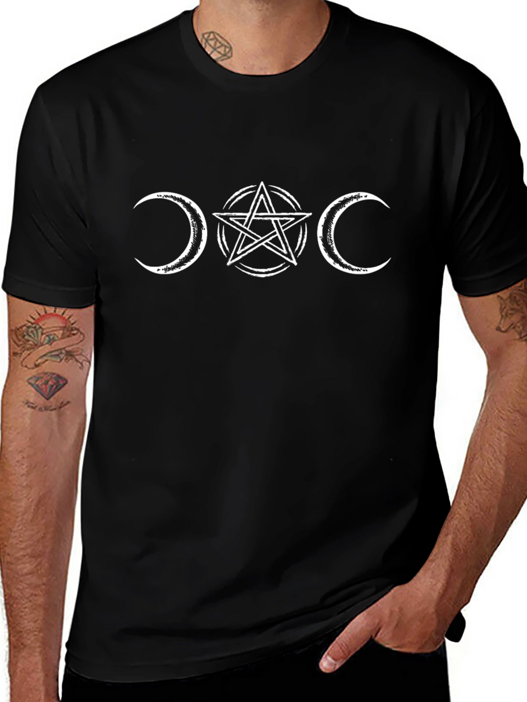 Triple Moon Goddess T-Shirt - Black
