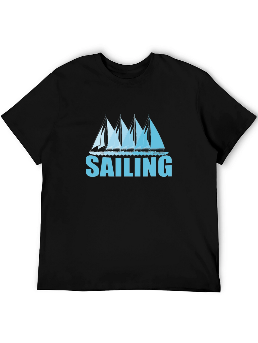 Sailing T-Shirt - Black Tee with Boat Graphic