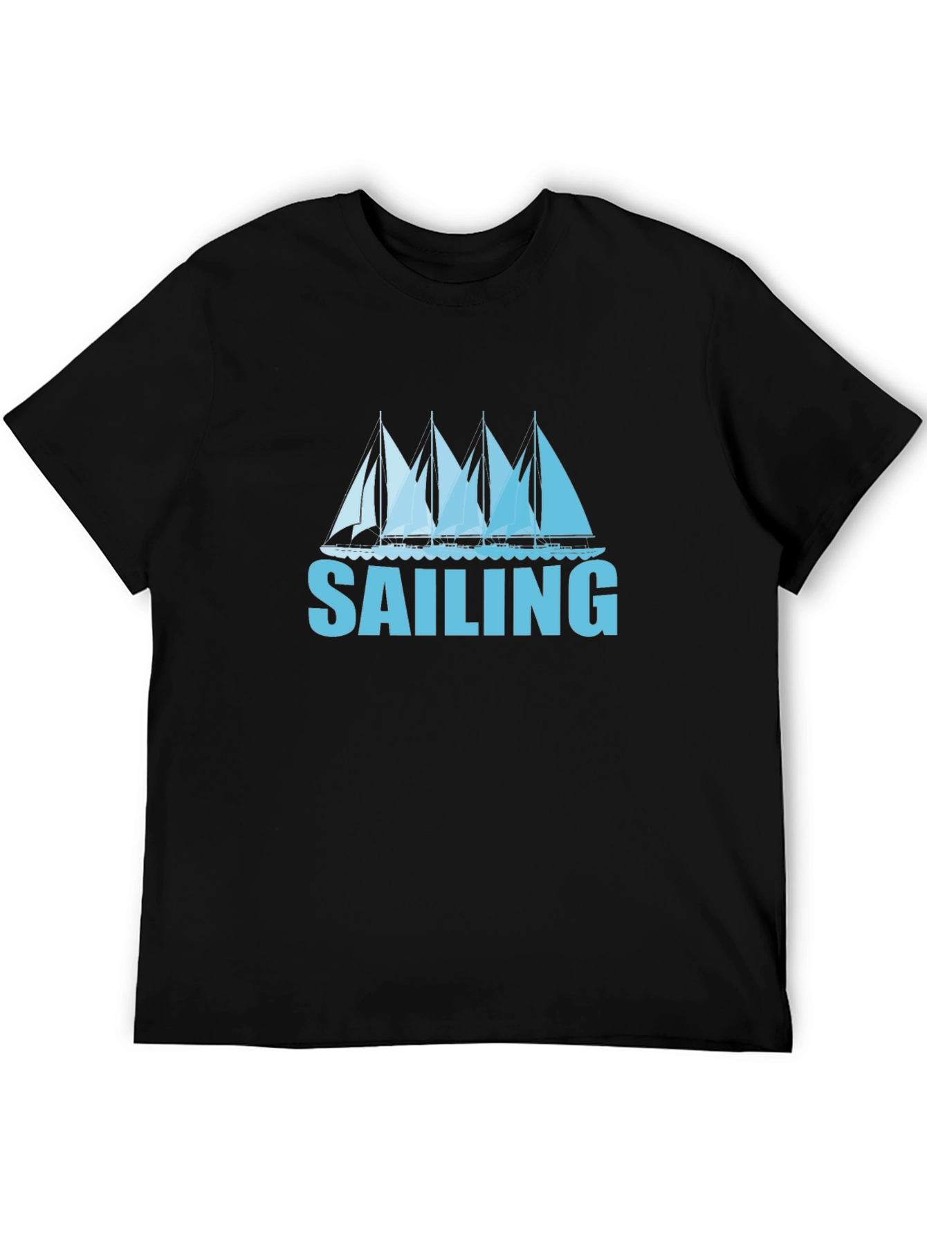 Sailing T-Shirt - Black Tee with Boat Graphic