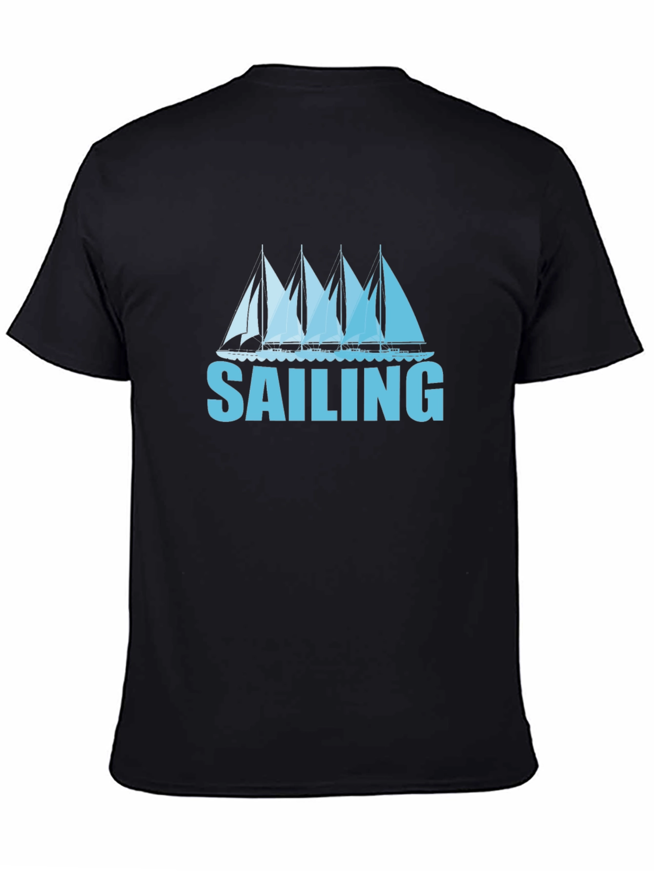 Sailing T-Shirt - Black Tee with Boat Graphic