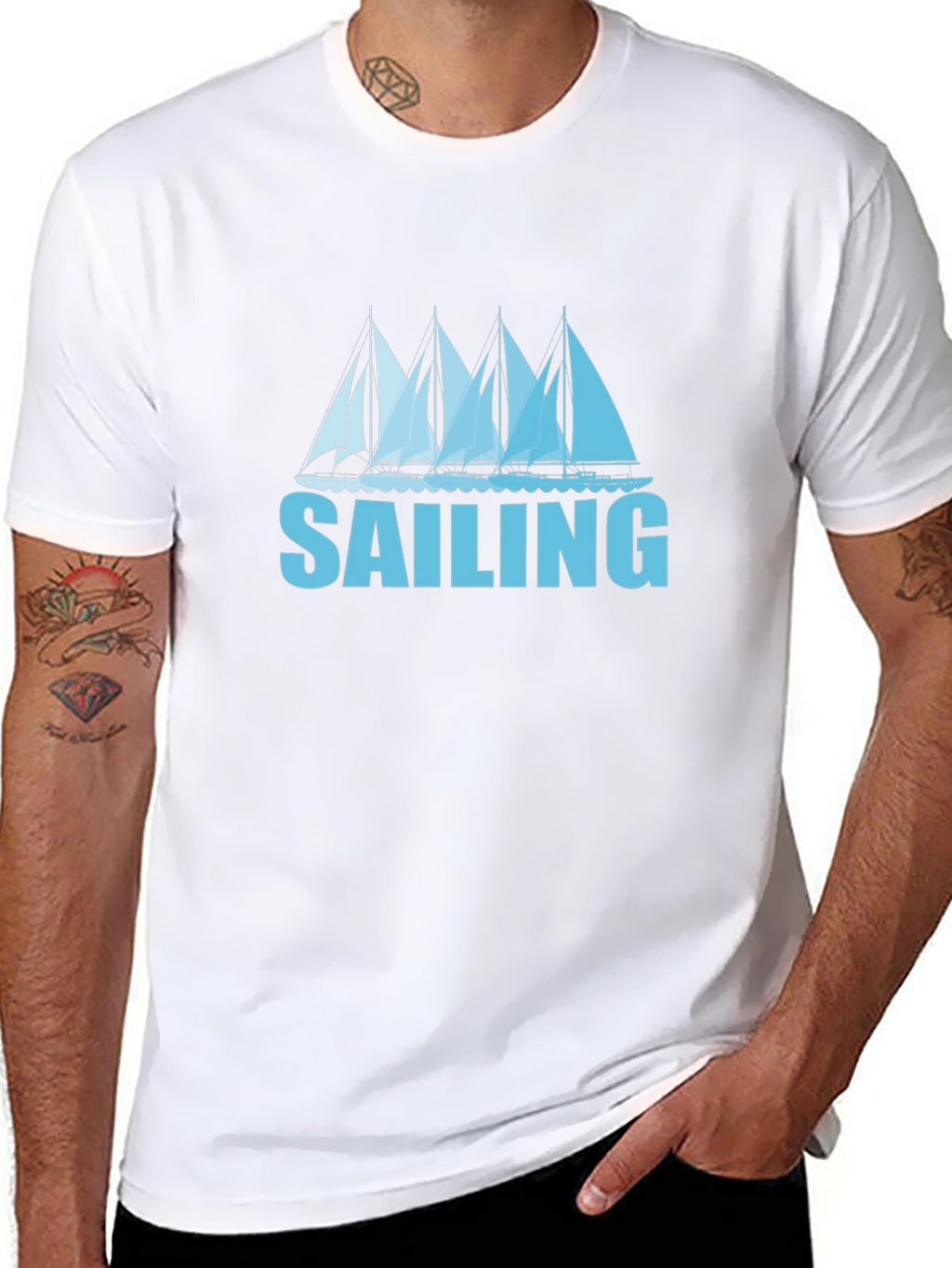 Sailing T-Shirt - Black Tee with Boat Graphic