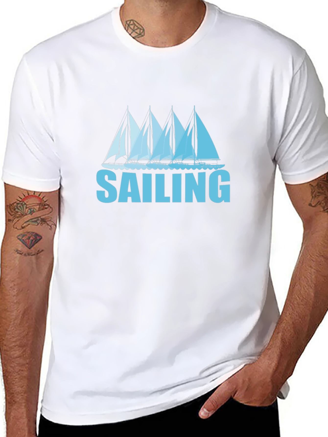 Sailing T-Shirt - Black Tee with Boat Graphic
