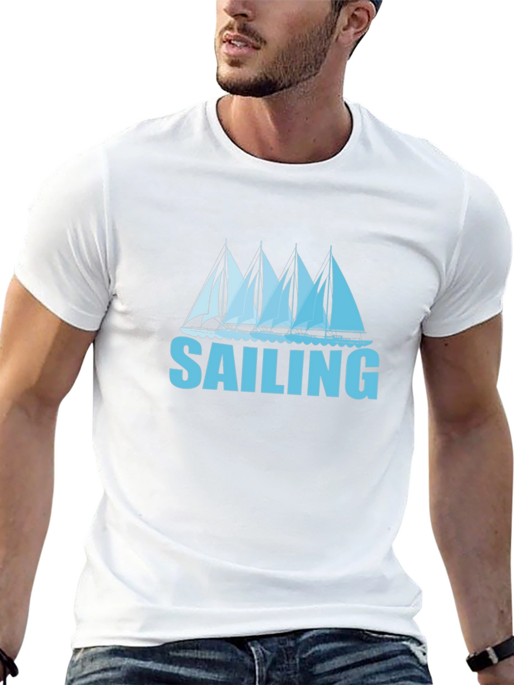 Sailing T-Shirt - Black Tee with Boat Graphic