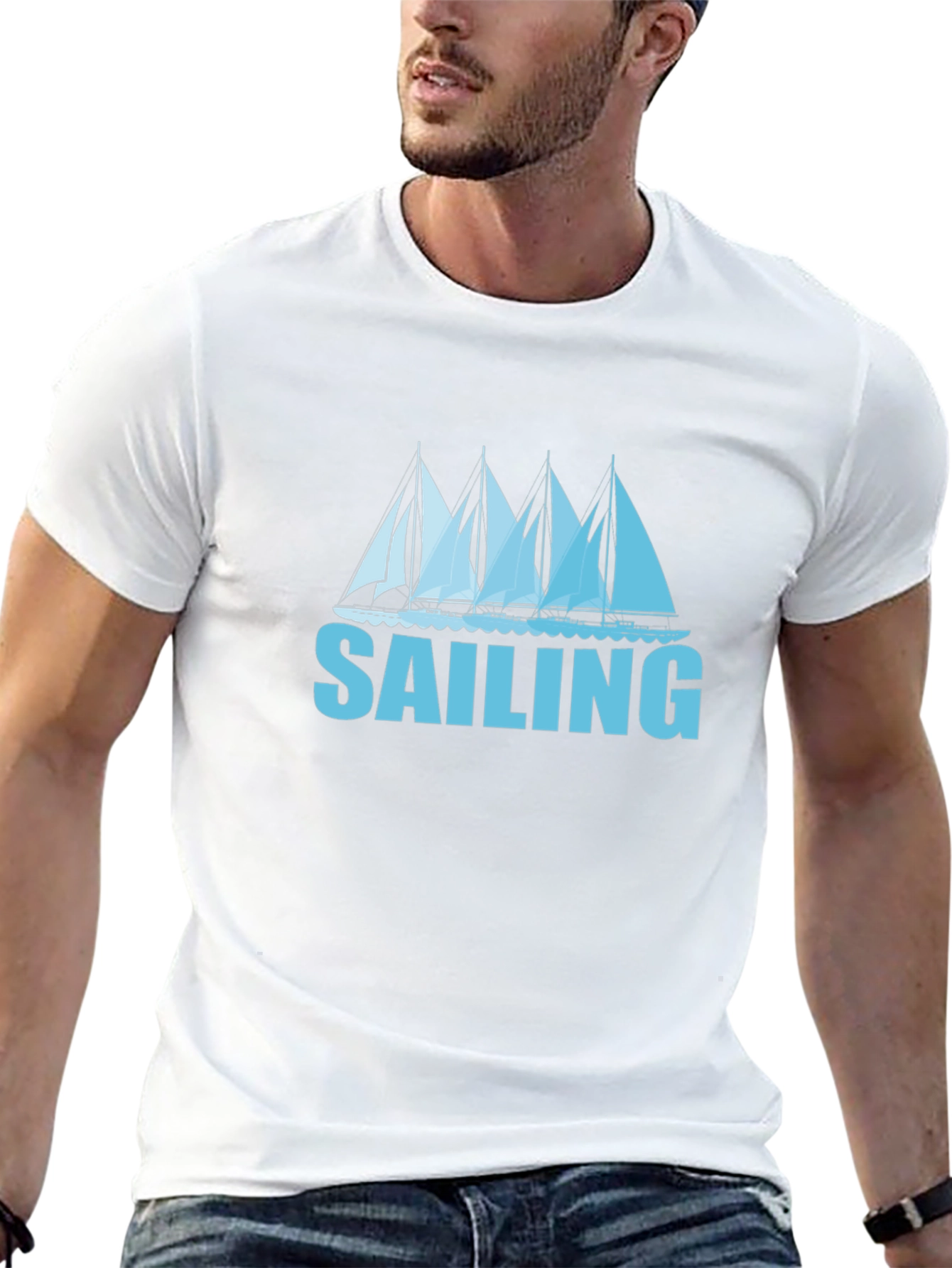 Sailing T-Shirt - Black Tee with Boat Graphic