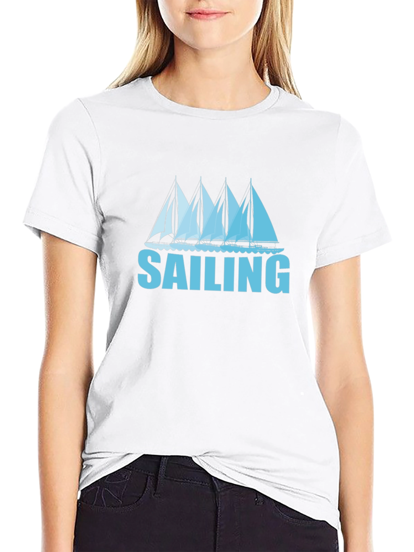 Sailing T-Shirt - Black Tee with Boat Graphic