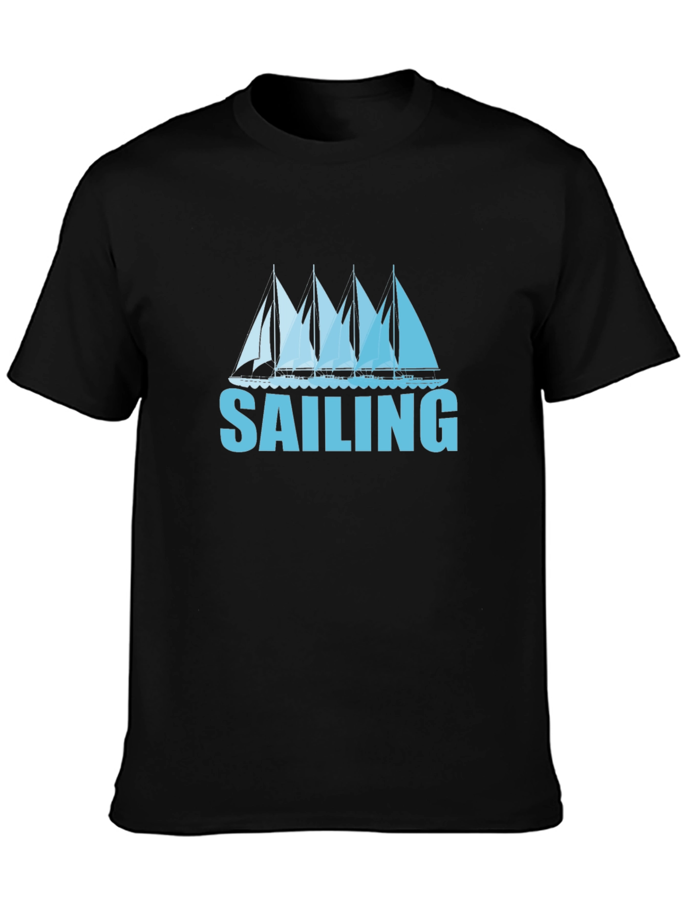 Sailing T-Shirt - Black Tee with Boat Graphic